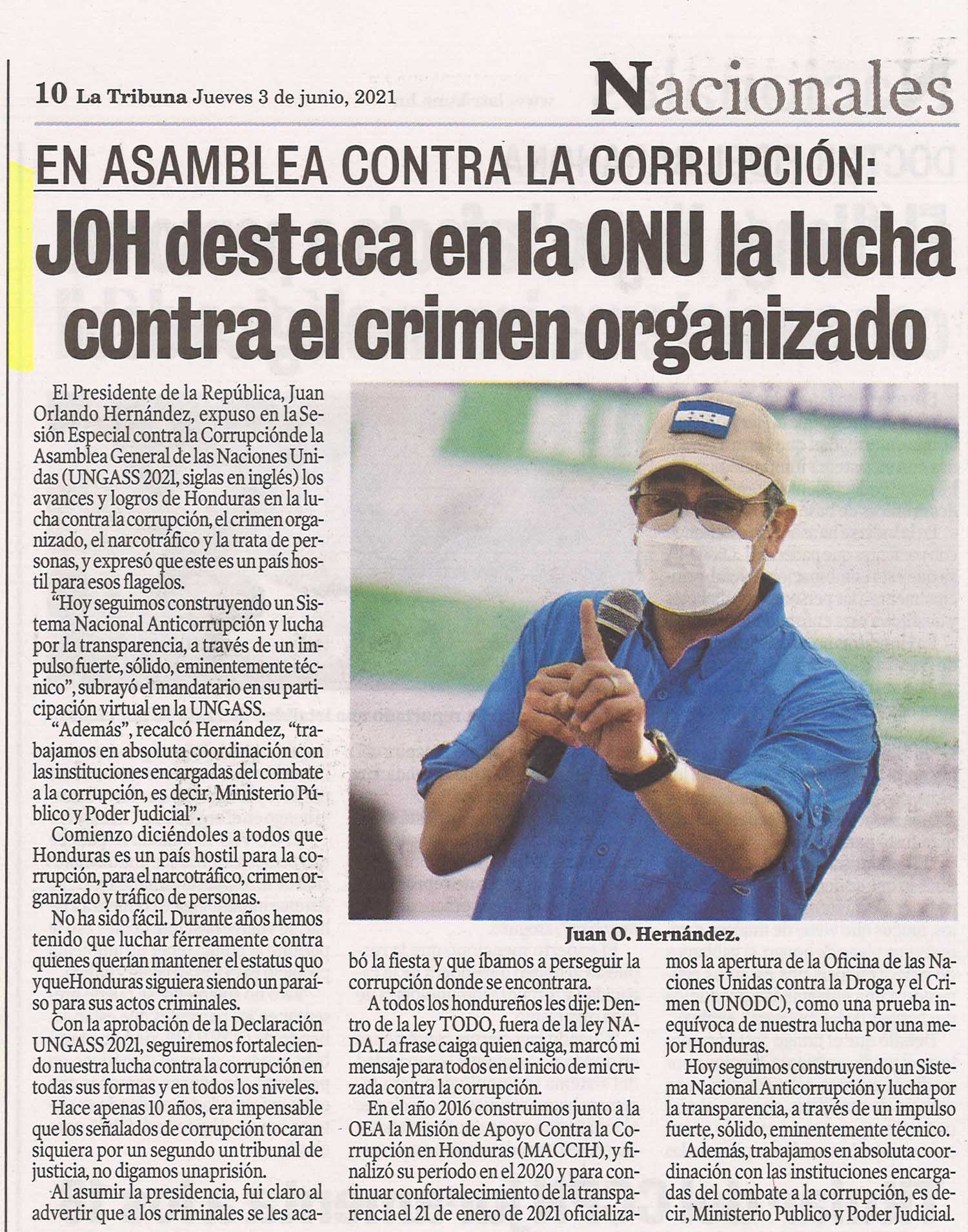 JOH destaca en la ONU la lucha contra el crimen organizado – Hemeroteca ...