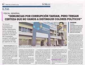 Fiscal General: «Denuncias por corrupción tardan, pero tengan certeza que no vamos a distinguir colores políticos»