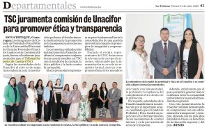 TSC juramenta comisión de Unacifor para promover ética y transparencia