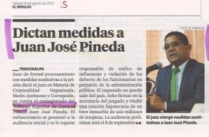 Dictan medidas a Juan José Pineda