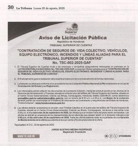 Licitación Pública No. TSC-002-2025-GAF