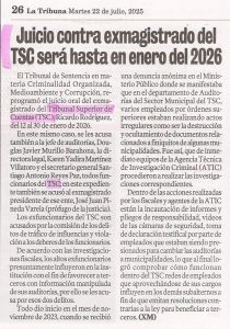 Juicio contra exmagistrado del TSC será hasta en enero del 2026