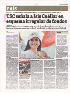 TSC señala a Isis Cuéllar en esquema irregular de fondos