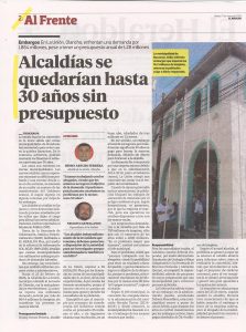 Alcaldías se quedarían hasta 30 años sin presupuesto