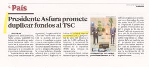 Presidente Asfura promete duplicar fondos al TSC
