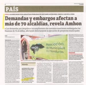 Demandas y embargos afectan a más de 70 alcaldías, revela Amhon