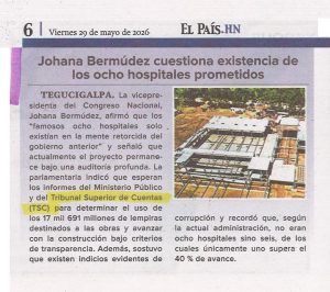 Johana Bermúdez cuestiona existencia de los ocho hospitales prometidos