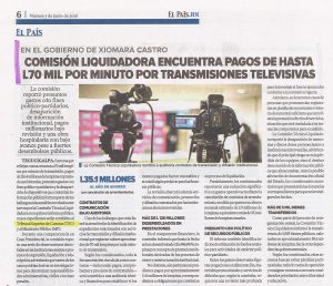 Comisión Liquidadora encuentra pagos de hasta L70 mil por minuto por transmisiones televisivas