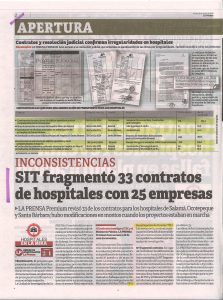 Inconsistencias: SIT fragmentó 33 contratos de hospitales con 25 empresas