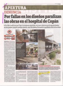 Denuncia: Por fallas en los diseños paralizan las obras en el hospital de Copán