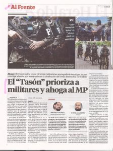 El «Tasón» prioriza a militares y ahoga al MP