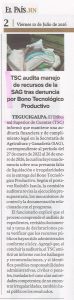 TSC audita manejo de recursos de la SAG tras denuncia por Bono Tecnológico Productivo