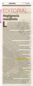 Editorial: Negligencia manifiesta