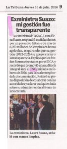 Exministra Suazo: mi gestión fue transparente