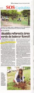 En la capital: Alcaldía reforesta área verde de bulevar Kuwait
