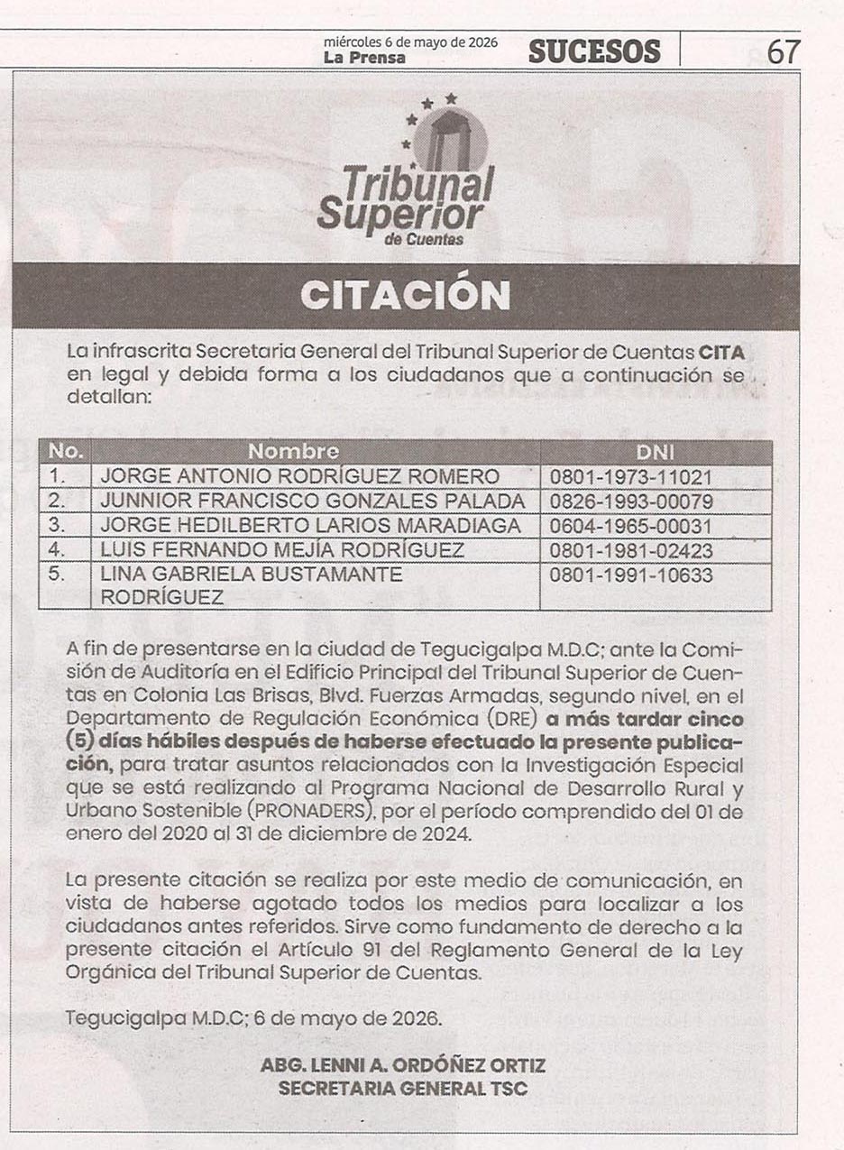 Citación a ciudadanos por parte del TSC