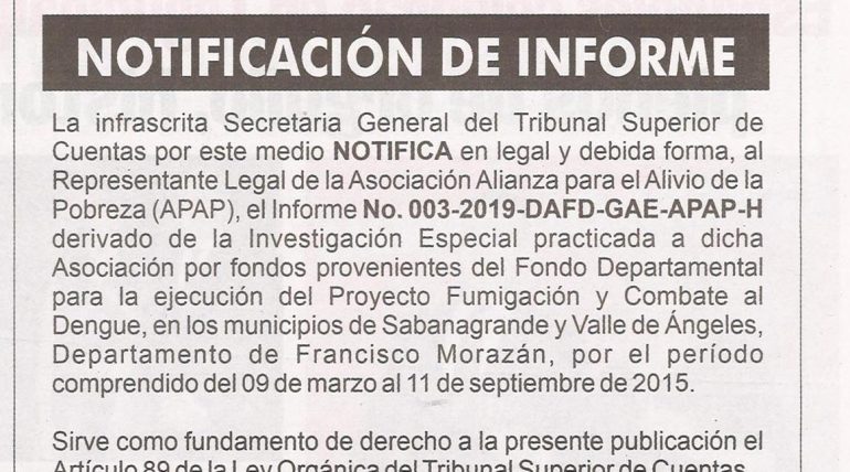 Notificación de SG de informe
