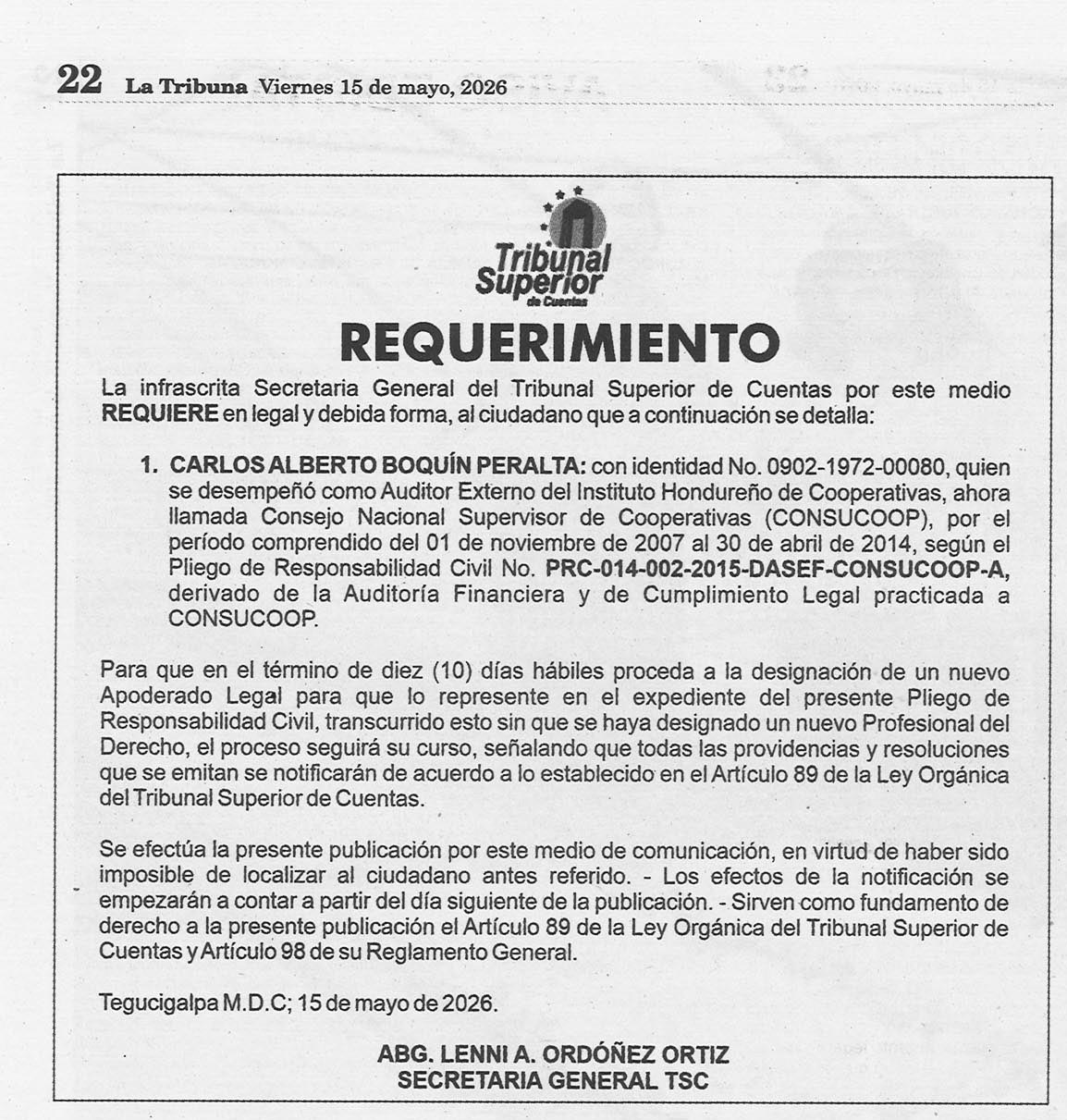 Requerimiento TSC