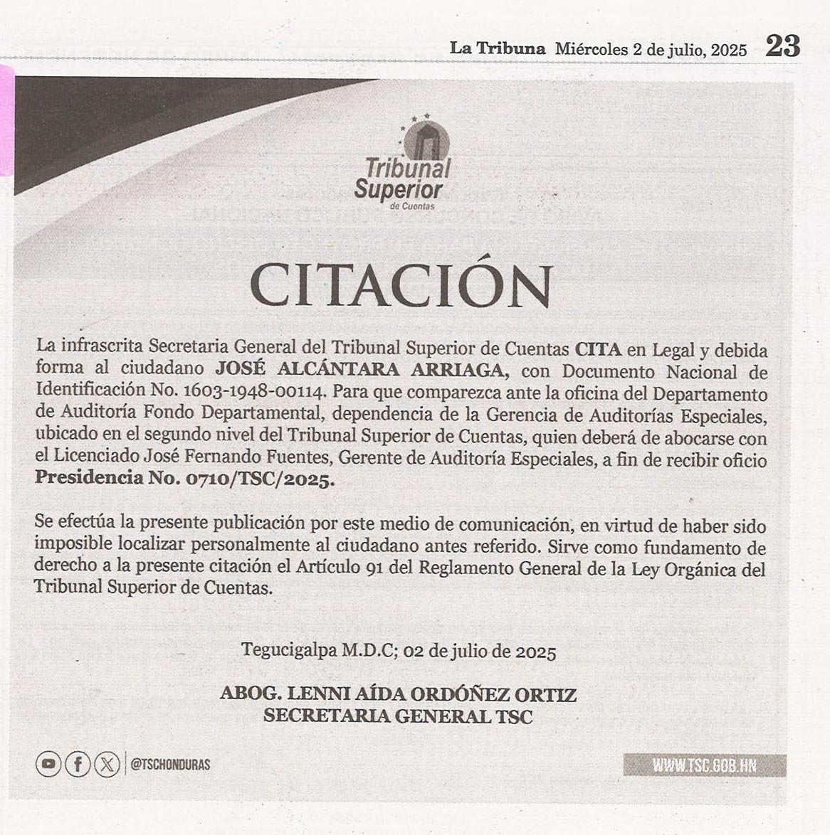 Citación TSC