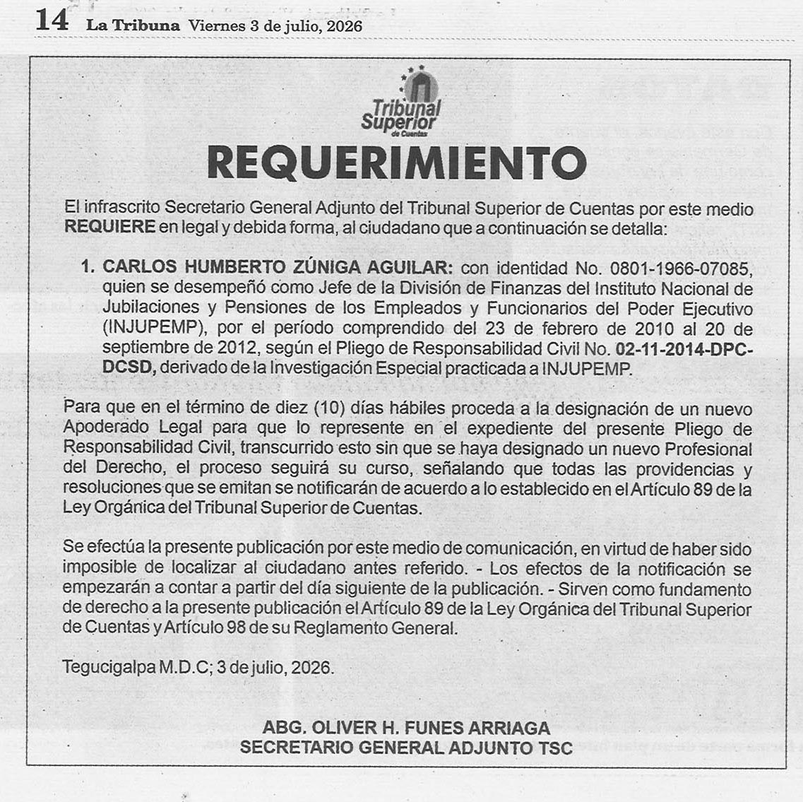 Requerimiento TSC
