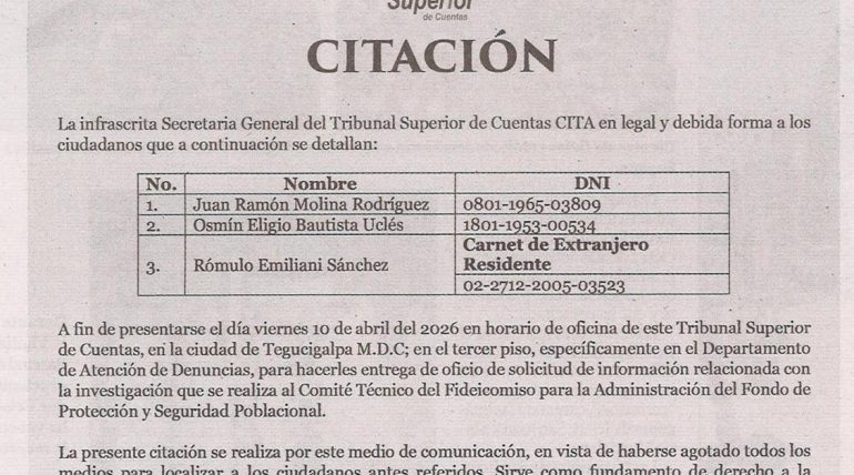 Citación en Legal y debida forma a ciudadanos