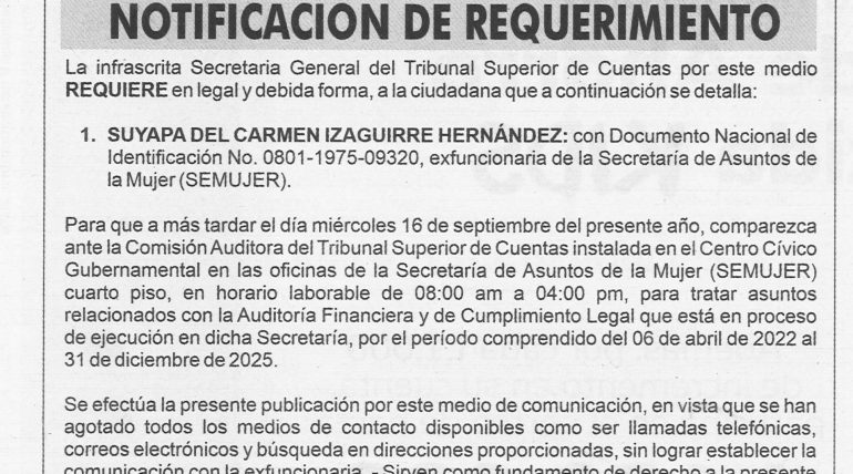 Notificación de requerimiento